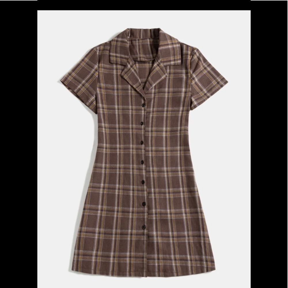 Plaid Button Front Dress
